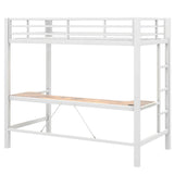 Gaming Metal Loft Bed Frame With LED Light, USB Charge Station And Desk - Furniture Home Direct