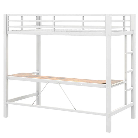 Gaming Metal Loft Bed Frame With LED Light, USB Charge Station And Desk - Furniture Home Direct
