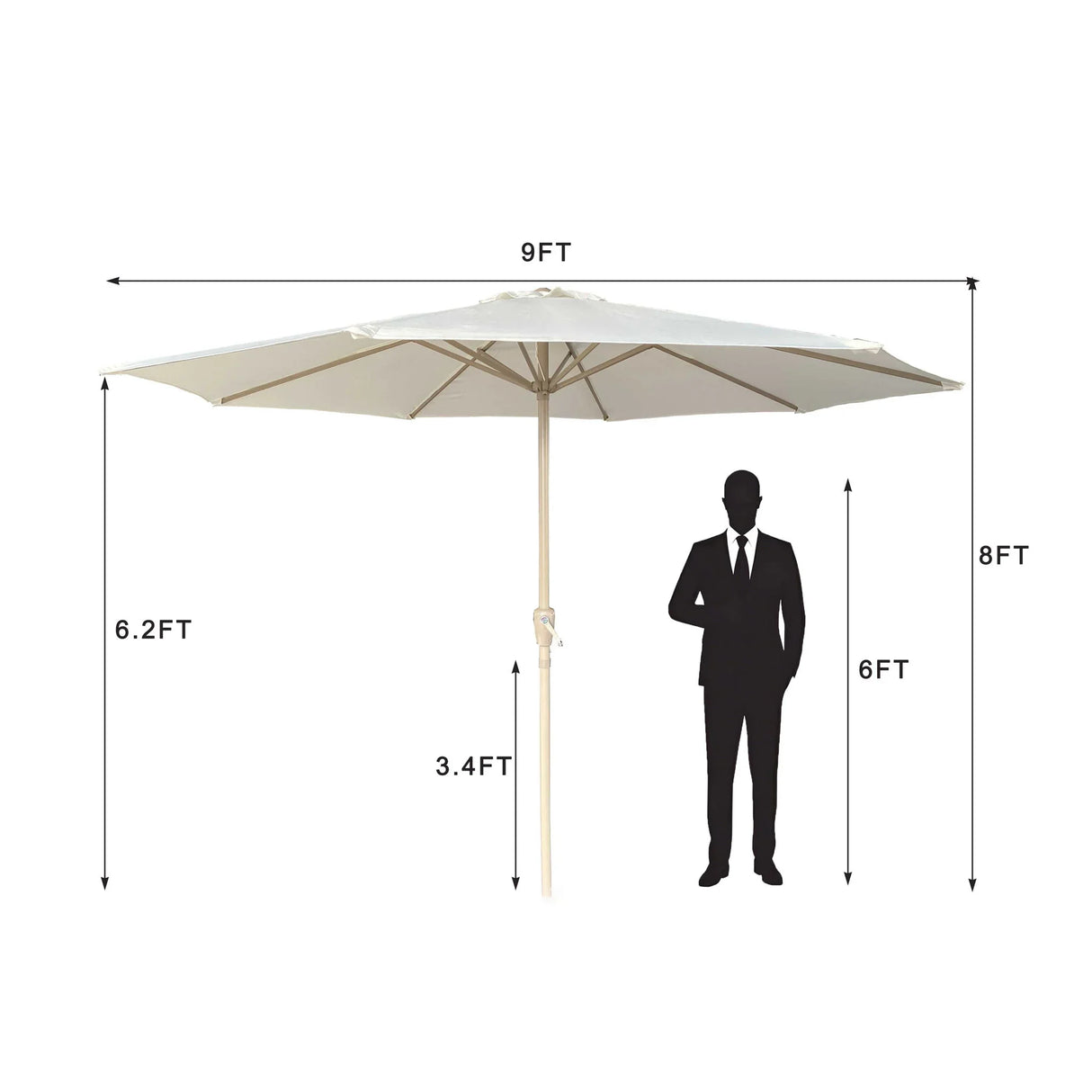 Patio Market Umbrella With 8 Steel Ribs, UV-Resistant And Waterproof Canopy - Furniture Home Direct