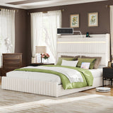 Queen Bed Upholstered With LED Lighting Headboard Beige - Furniture Home Direct