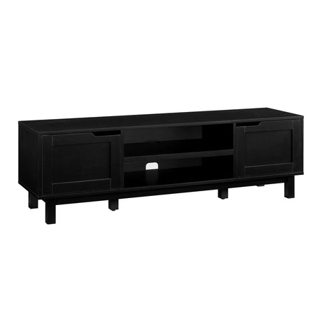 Modern 2 Door Open Storage TV Stand For TVs Up To 65" - Solid Black - Furniture Home Direct