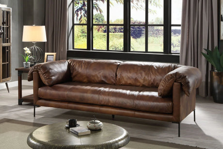 Jaron - Top Grain Leather Sofa - Mocha - Furniture Home Direct