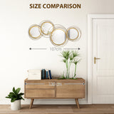 Round Mirror Wall Art Set With Gold Metal Rings Gold - Furniture Home Direct