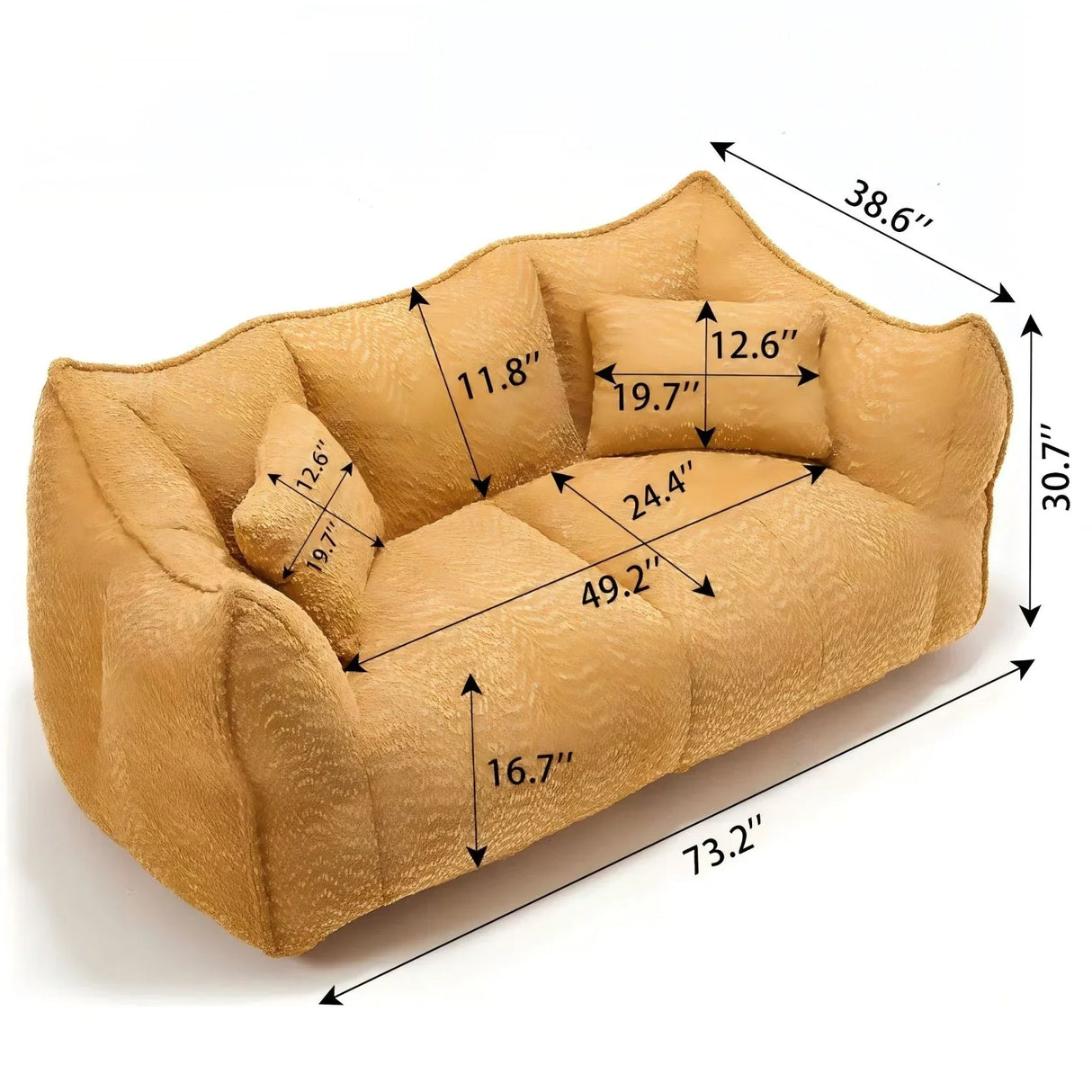 Comfortable Dual Beanbag Chair With High Resilience Foam Core For 2 People - Furniture Home Direct