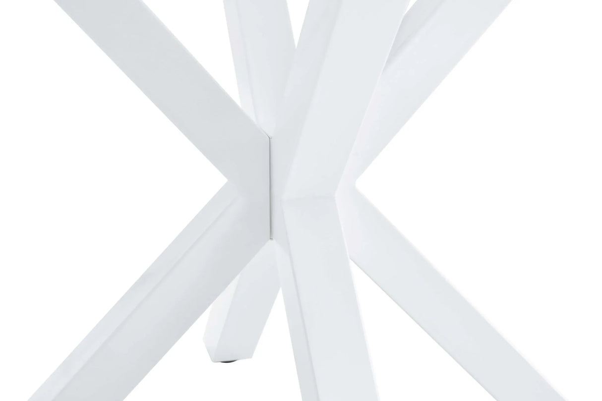 Table Cross Leg Mid-Century Dining Table For 4 - 6 People With Round MDF Table Top, Pedestal Dining Table, End Table Leisure Coffee Table - White - Furniture Home Direct