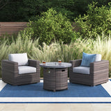 Rattan Patio Set With Comfortable Cushions And Fire Pit - Furniture Home Direct