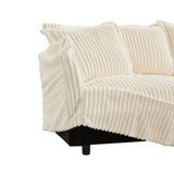 Corduroy Long Stationary Sofa - Cream - Furniture Home Direct