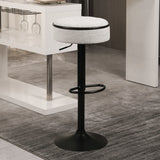 Counter Stool Round Linen Upholstered Seat Off White - Furniture Home Direct