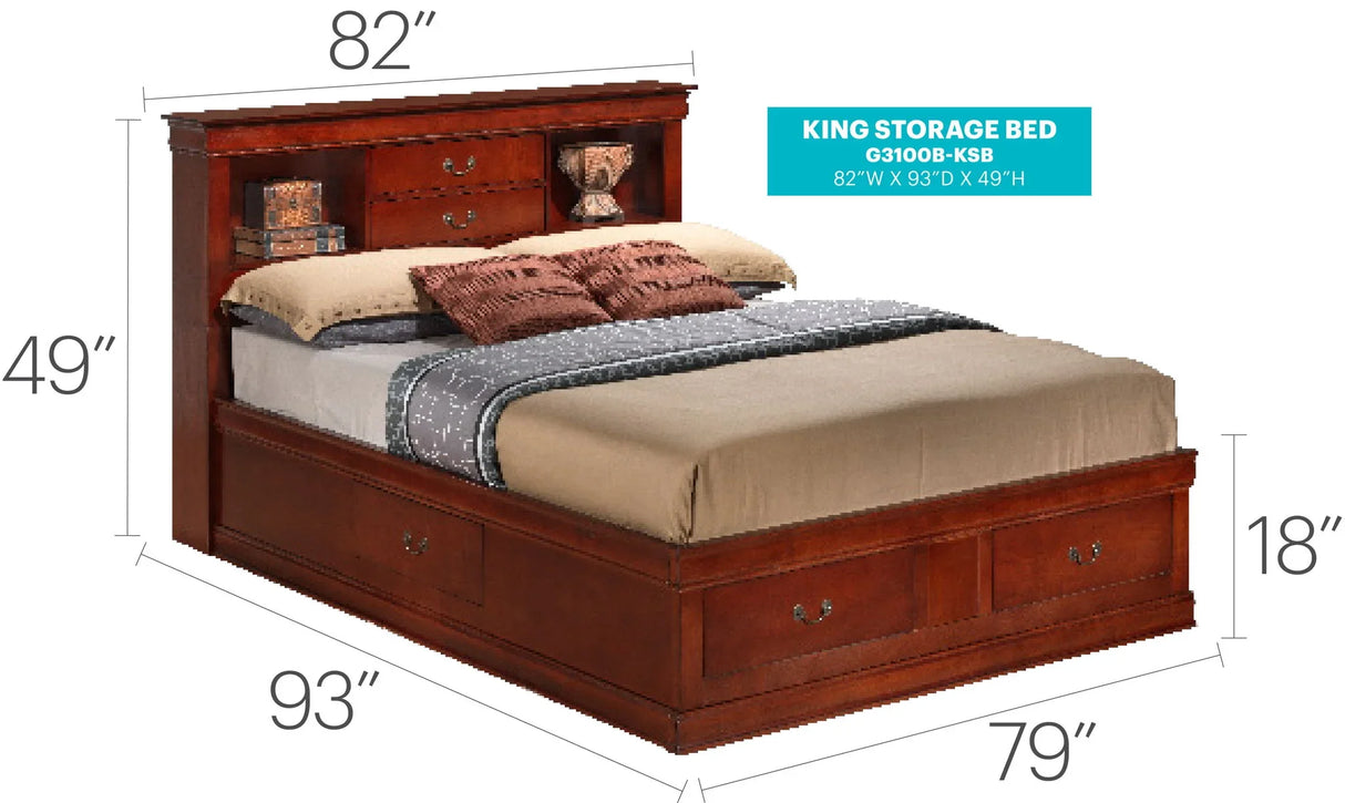 Louis Phillipe - Bookcase Storage Bed - Furniture Home Direct