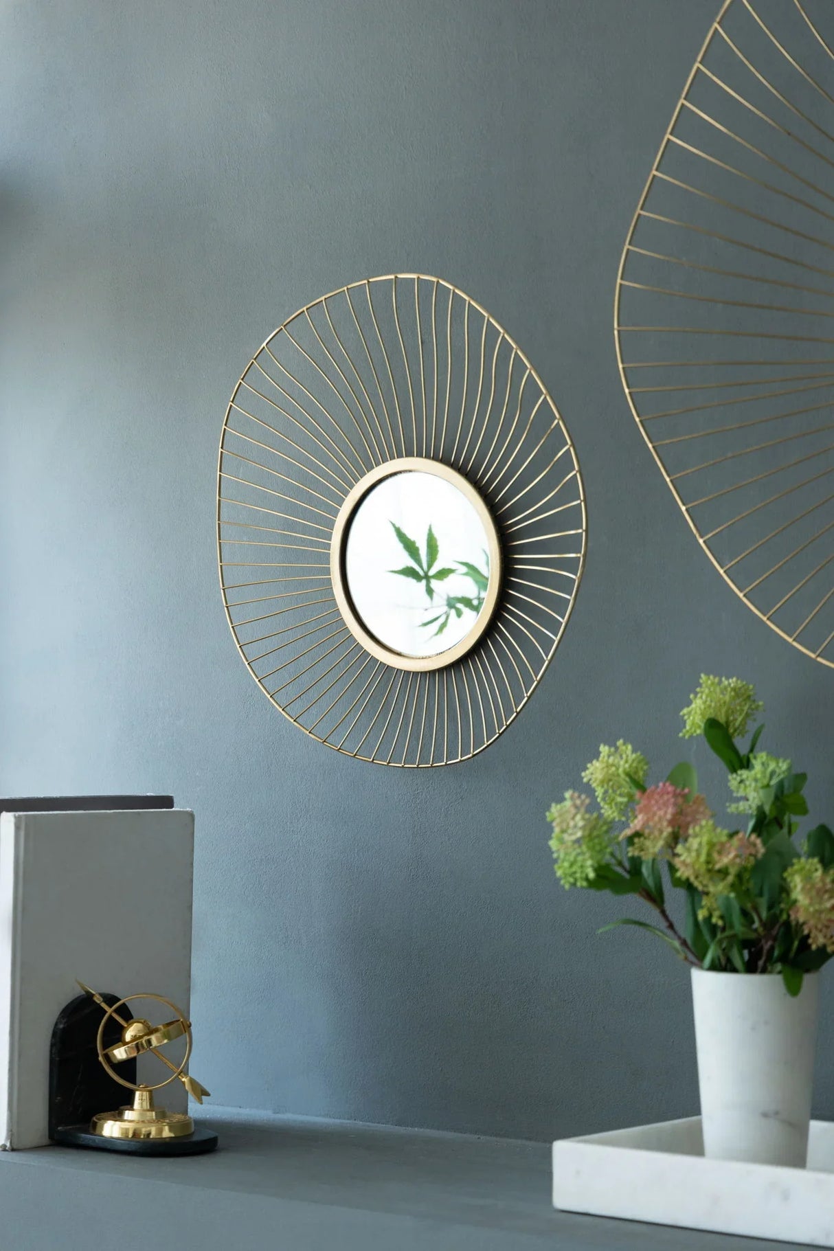 Abstract Designed Wall Mirrors With Frame (Set of 3) - Gold - Furniture Home Direct