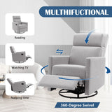 Modern Upholstered Rocker Nursery Chair Plush Seating Glider Swivel Recliner Chair - Furniture Home Direct