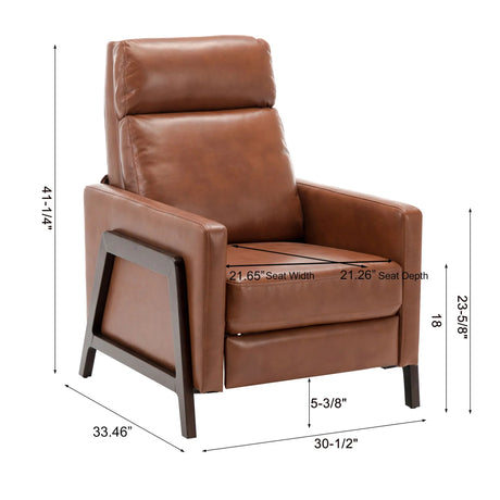 Mid Century Modern Madeline Push Back Recliner - Caramel - Furniture Home Direct