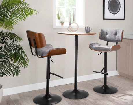 Pebble - Mid-Century Modern Adjustable Dining Or Bar Table - Walnut / Black - Furniture Home Direct