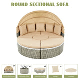 Outdoor Daybed With Canopy Weatherproof Rattan Beige - Furniture Home Direct