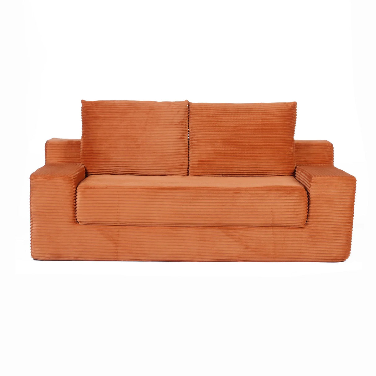 Loveseat Sofa, Comfortable Deep Seat Sofa Bed, Modern Small Corduroy Couch For Living Room Bedroom,Reversible Cushion With Pillows,No Assembly Required,Orange