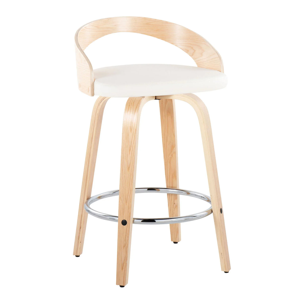 Grotto - Contemporary Fixed Height Counter Stool With Swivel With Round Footrest (Set of 2) - Furniture Home Direct