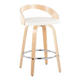 Grotto - Contemporary Fixed Height Counter Stool With Swivel With Round Footrest (Set of 2) - Furniture Home Direct