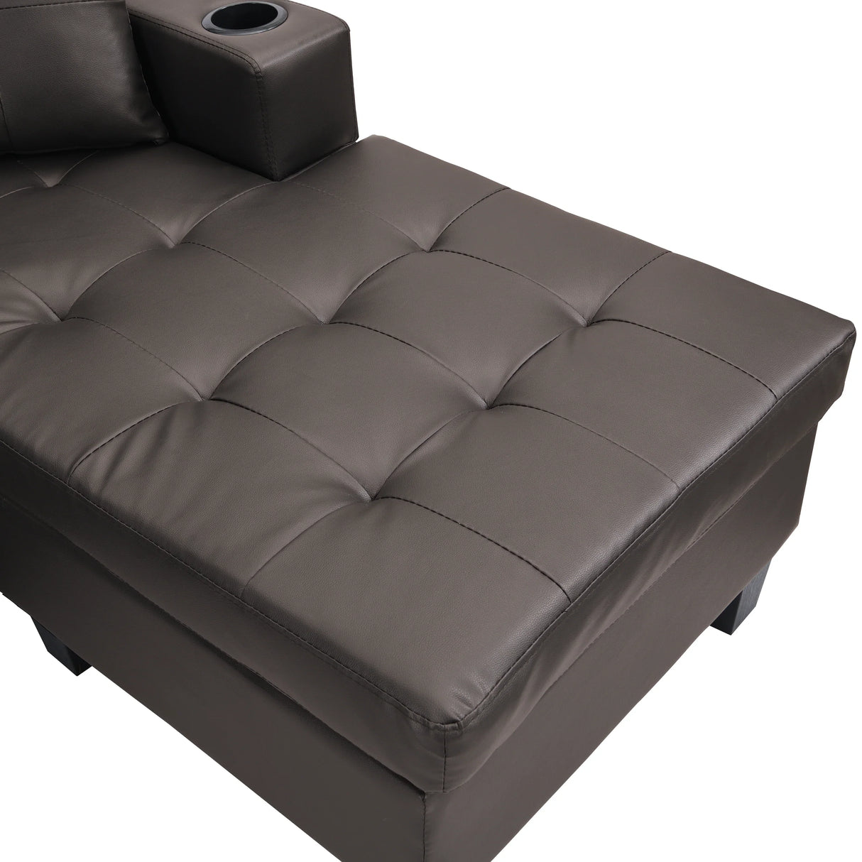 Sectional Sofa Left Chaise Faux Leather Chocolate Brown - Furniture Home Direct