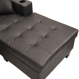 Sectional Sofa Left Chaise Faux Leather Chocolate Brown - Furniture Home Direct