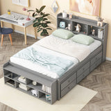 Bed With Bookcase Headboard, Under Bed Storage Drawers And Bed End Storage Case - Furniture Home Direct
