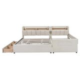 Platform Bed With Storage Drawers And USB Ports Beige - Furniture Home Direct