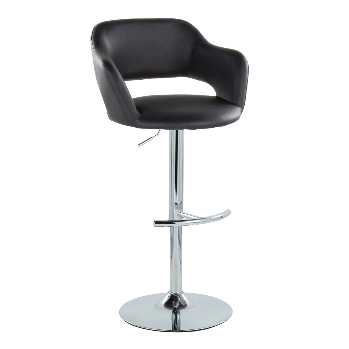 Margarite - Contemporary Ajustable Barstool With Swivel With Rounded T Footrest (Set of 2) - Furniture Home Direct