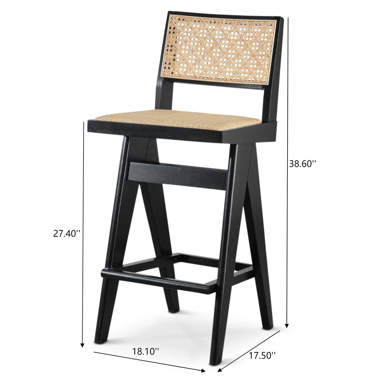 Keira - Bar Stool (Set of 2) - Black / Rattan - Furniture Home Direct