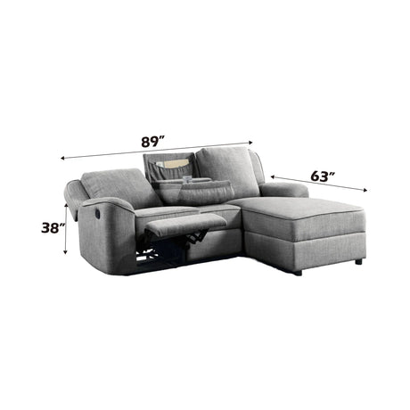 Destiny - Linen Sectional Sofa With Dropdown Table - Gray - Furniture Home Direct