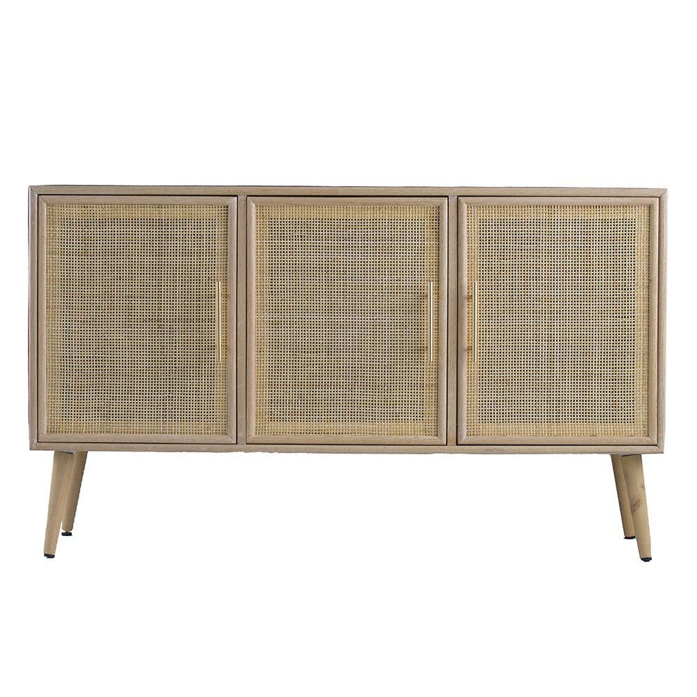 Wooden Accent TV Cabinet With 3 Doors - Brown - Furniture Home Direct