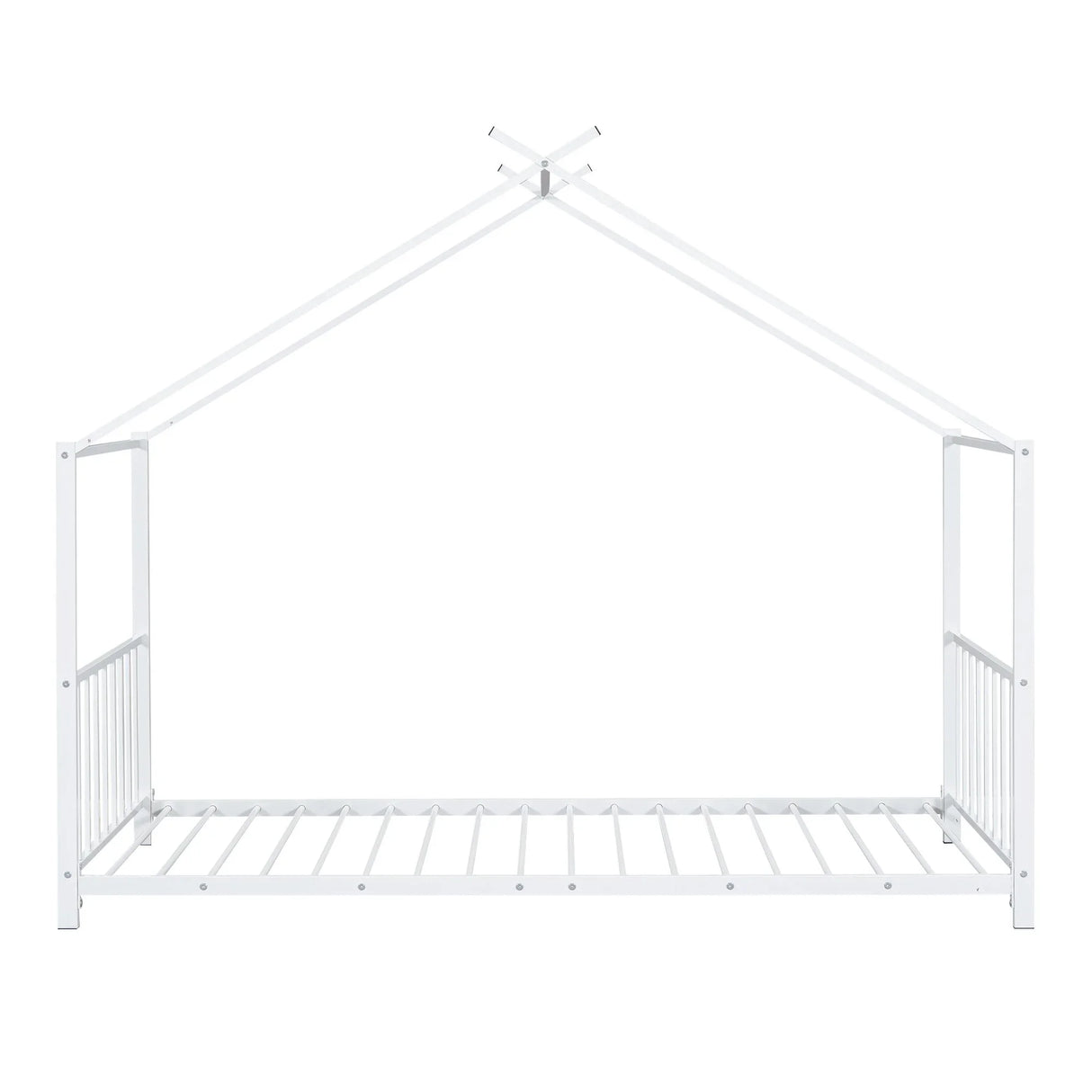Twin Size Metal House Platform Bed - White - Furniture Home Direct