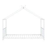 Twin Size Metal House Platform Bed - White - Furniture Home Direct