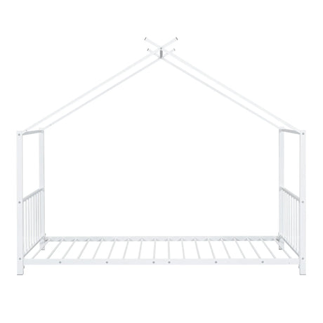 Twin Size Metal House Platform Bed - White - Furniture Home Direct