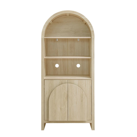 Arched Kitchen Pantry, Modern Farmhouse Wood Kitchen Storage Cabinets, Arched Storage Display Cabinet With Adjustable Shelves, Versatile Cupboard For Kitchen, Dining Room - Natural - Furniture Home Direct