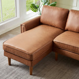 82.2" Suede Sofa with Left Facing Chaise, Brown - Furniture Home Direct