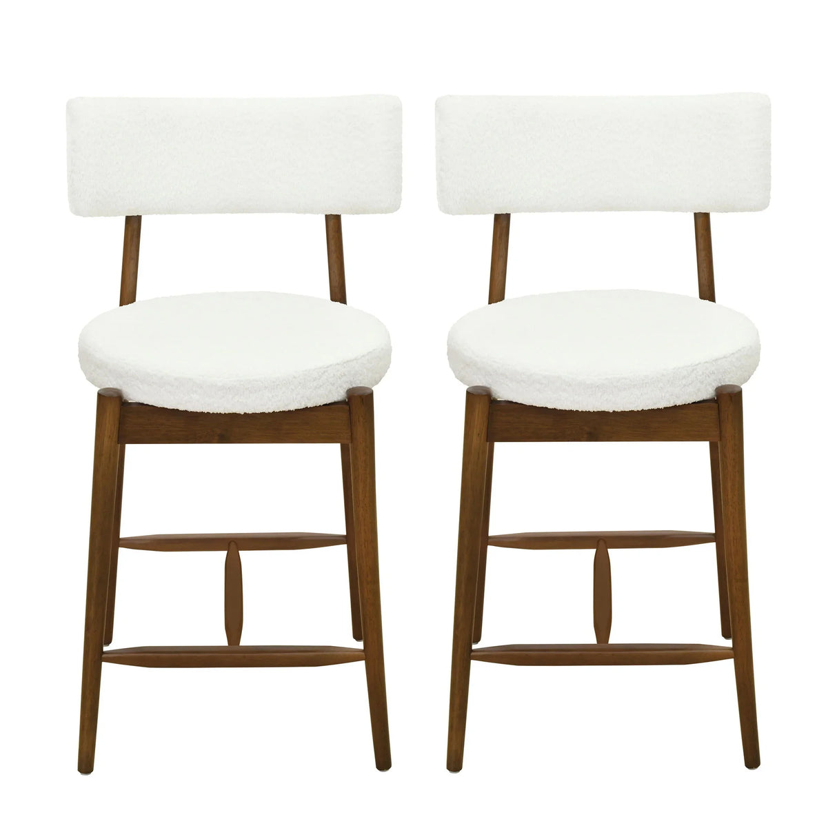 Mid Century Modern Counter Stools, Fabric Upholstered Chairs