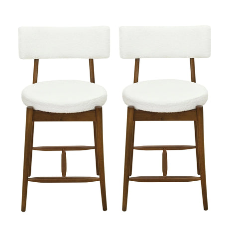 Mid Century Modern Counter Stools, Fabric Upholstered Chairs