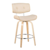 Lombardi - Mid Century Modern Fixed Height Counter Stool With Swivel With Round Footrest (Set of 2) - Furniture Home Direct