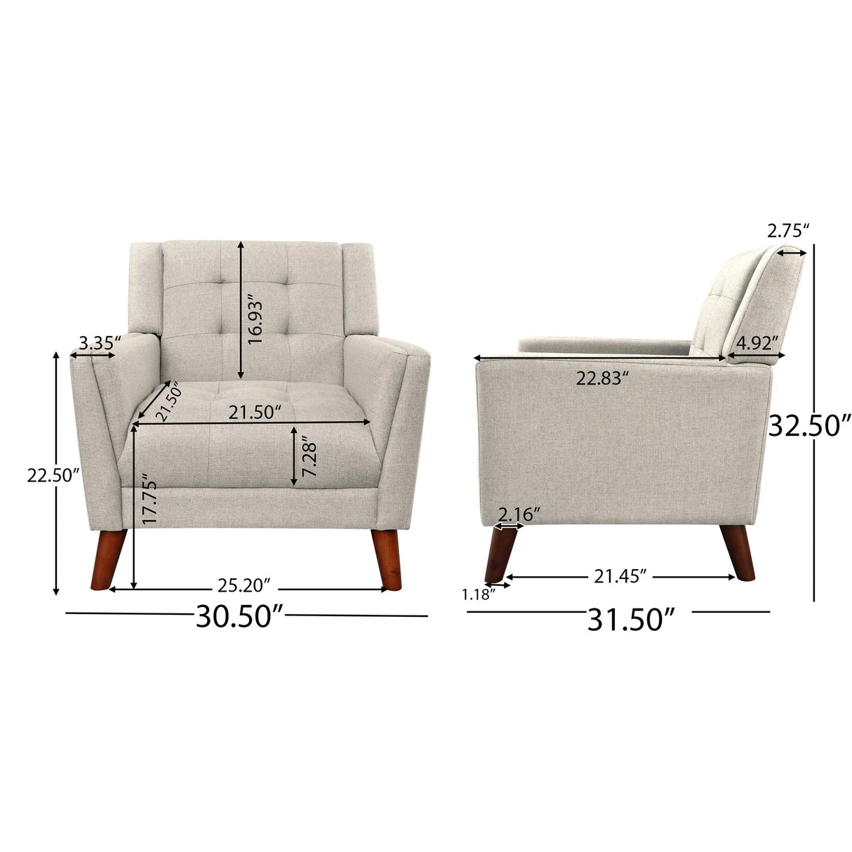 Luminaesque - Fabric Upholstered Armchair With Tufted Back