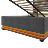Twin Upholstered Bed 360 Surround LED Lighting USB C Gray - Furniture Home Direct