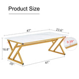Coffee Table Marble Top Contemporary With Gold Frame White - Furniture Home Direct