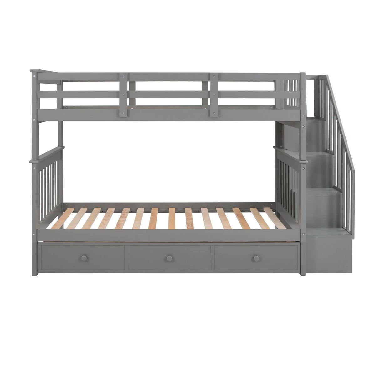 Stairway Bunk Bed With Storage And Guard Rail For Bedroom - Furniture Home Direct