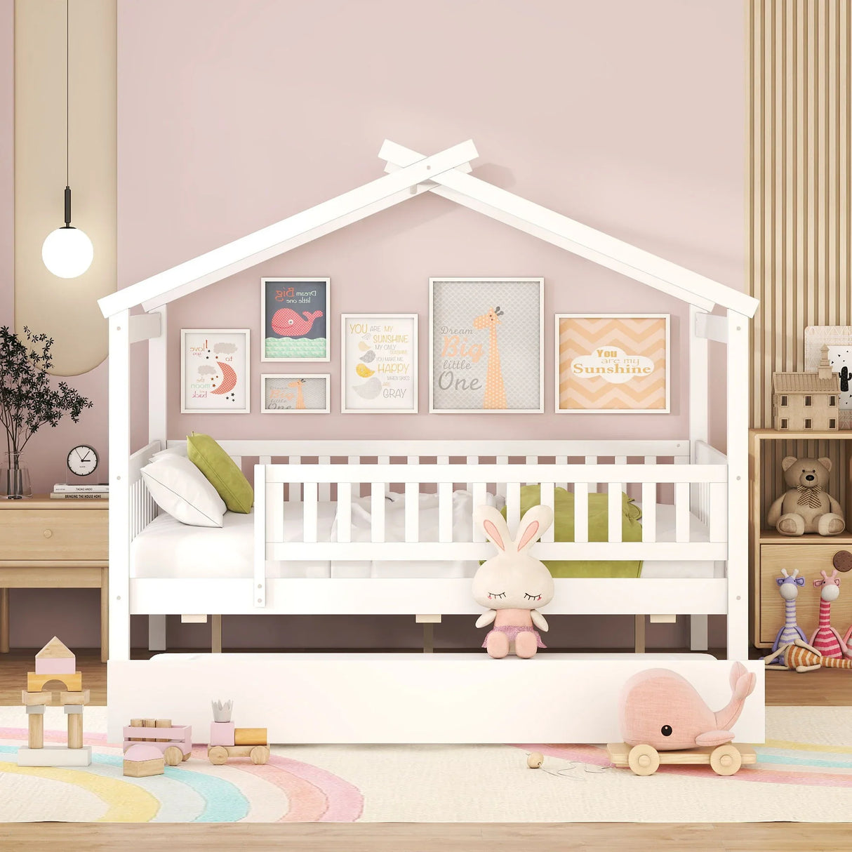 Creativity House Bed With Twin Size Trundle - Furniture Home Direct