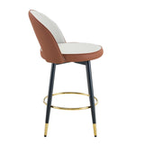 Counter Height Bar Stool Set of 2 Leatherette Brown White - Furniture Home Direct