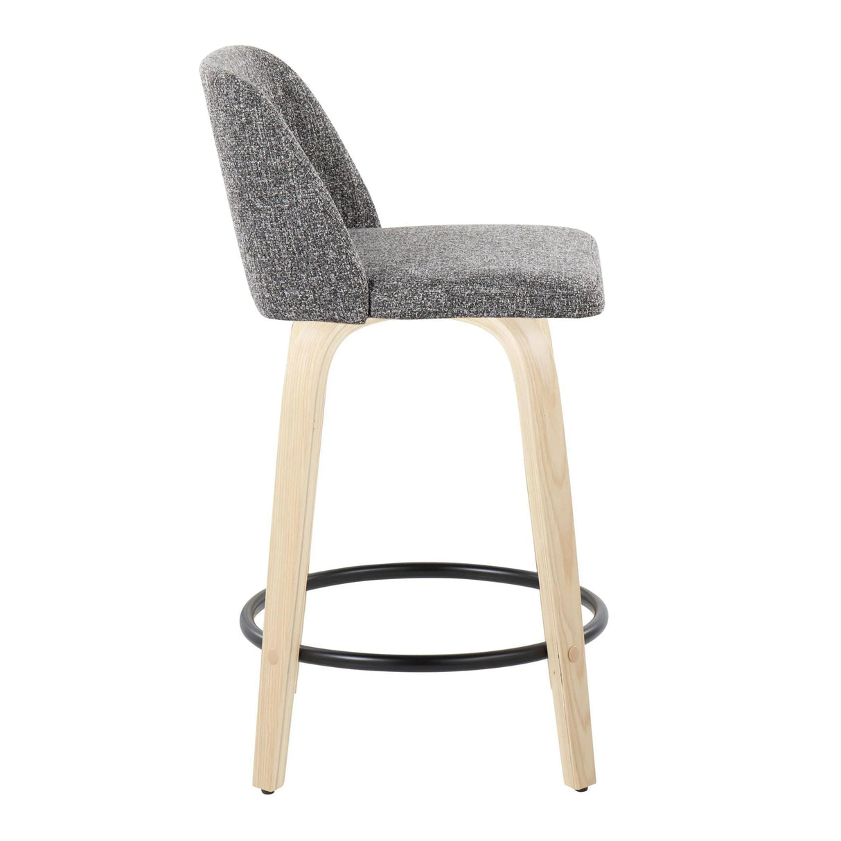 Toriano - Contemporary, Fixed Height Counter Stool With Swivel And Round Footrest (Set of 2) - Furniture Home Direct