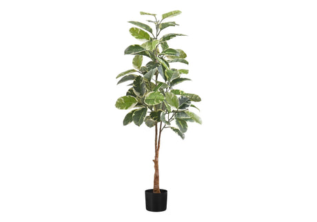 52" Tall, Artificial Plant, Rubber Tree, Indoor, Fake, Floor, Greenery, Potted, Real Touch, Decorative - Green / Black - Furniture Home Direct