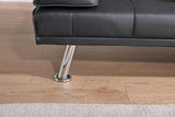 Black Leather Multifunctional Double Folding Sofa Bed for Office with Coffee Table - Furniture Home Direct