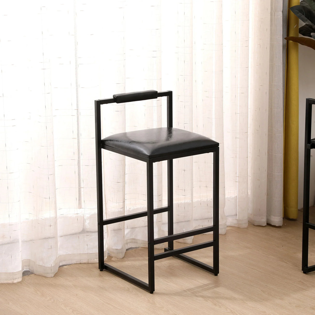 Elegant Bar Stool Set With Backrest And Footrest, Counter Height (Set of 2) - Furniture Home Direct