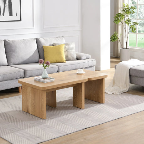 Coffee Table Wood Detachable Two Piece Living Room Oak - Furniture Home Direct