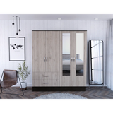 Armoire With Full Length Mirror Doors And Drawers Beige - Furniture Home Direct
