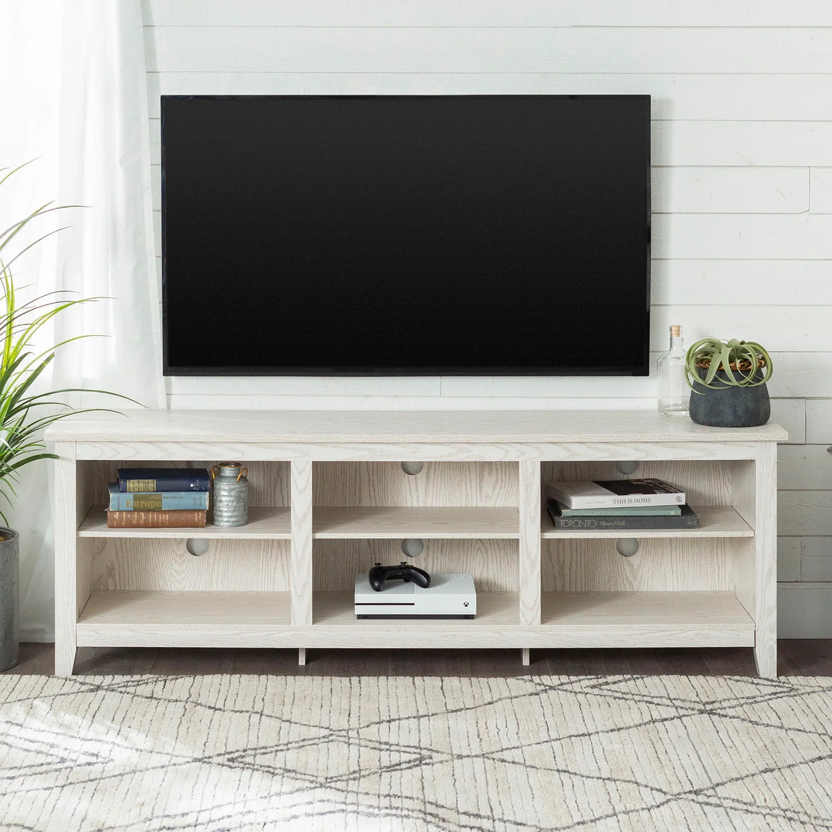 Modern Transitional 3 Shelf Open Storage 70" TV Stand For 80" TVs - Furniture Home Direct